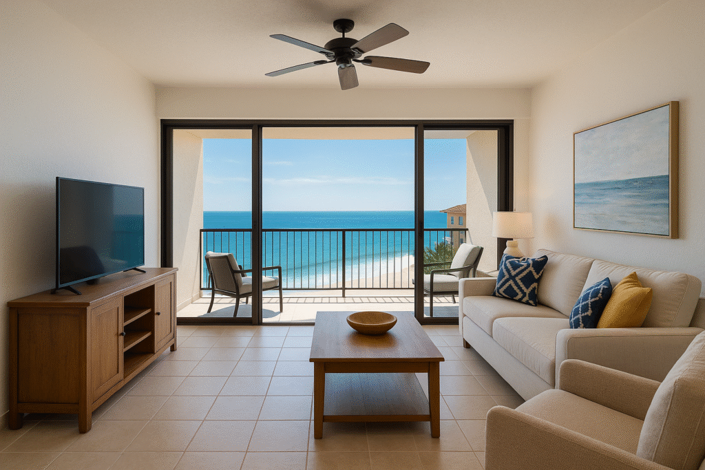Affordable beachfront condo in Cabo San Lucas with ocean view.